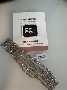cape diablo Two-Tone Beaded Apple Watch Strap - Gold & Silver- NEW with tags